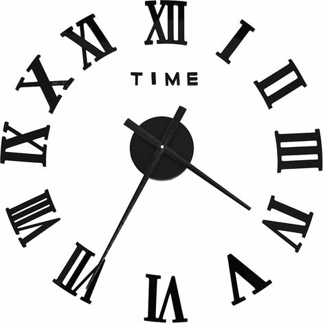 vidaXL Reloj 3D de pared con diseño moderno negro 100 cm XXL (1/2)