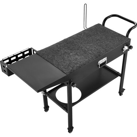 Chariot de barbecue pliable 787x432mm, desserte de barbecue à roulettes avec crochets et table d'appoint (1/5)