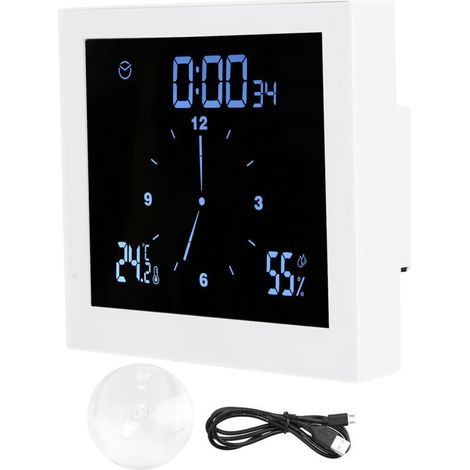 Horloge de douche TS-WP10, minuterie innovante, thermomètre étanche, hygromètre, fourniture de salle de bain (blanc) (1/4)