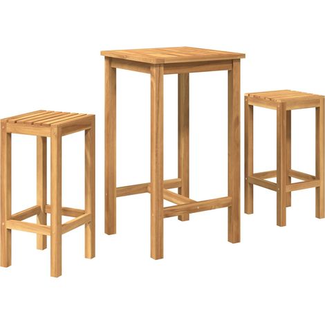 Ensemble de bar extérieur 3 pcs Non traité Bois de teck massif vidaXL (1/5)
