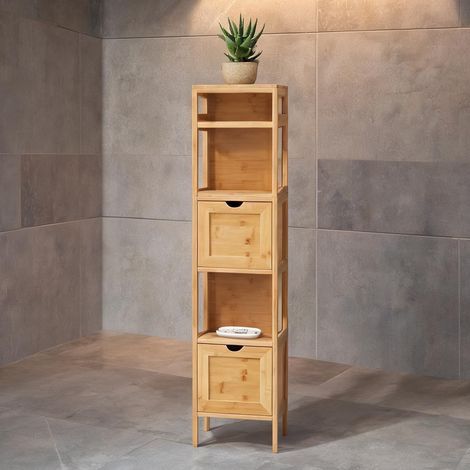 Meuble haut de rangement en bambou naturel pour salle de bain (1/5)