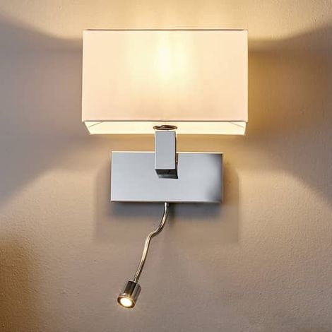 [NEUWERTIG] B-Ware Lucande Wandleuchte Wandlampe Tamara Led Flexarm Stoff Metall Weiß Chrom Schalte