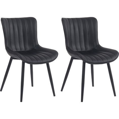 Set De 2 Sillas de comedor Largo en terciopelo o polipiel Negro Simil cuero