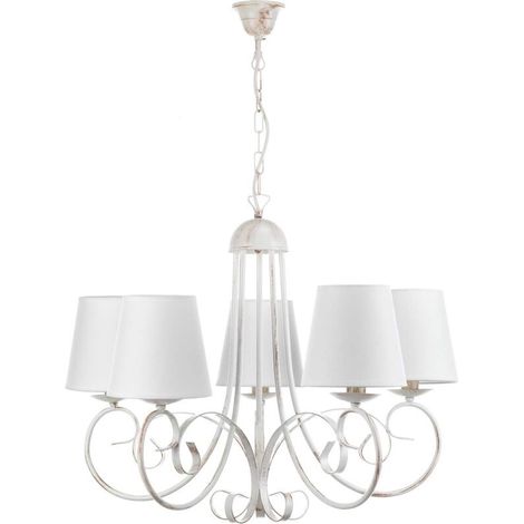 [GEBRAUCHT] B-Ware ONLI Kronleuchter Deckenleuchte Lampe Pompei Lampenschirm Weiß Metall Textil LED (1/2)