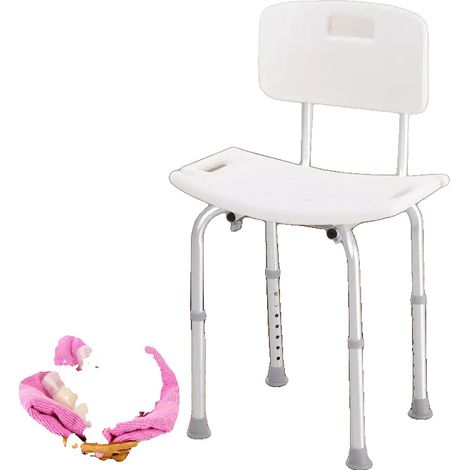 Silla de ducha, altura ajustable de 48 a 58 cm, estructura de aluminio, asiento de HDPE, patas antideslizantes, capacidad de peso de 136 kg. (1/5)