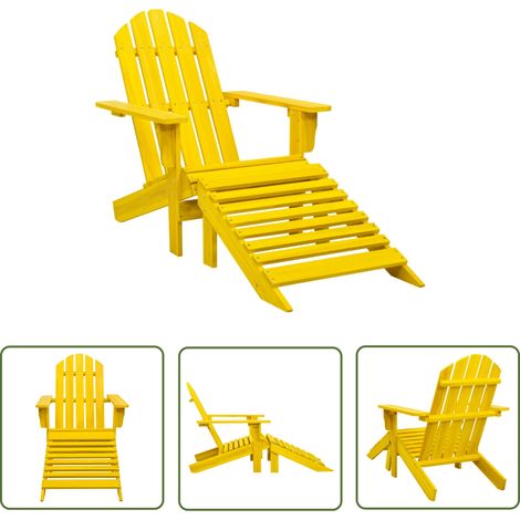 The Living Store Chaise de jardin Adirondack avec pouf bois de sapin jaune - Chaise Adirondack - Chaise De Jardin - Mobilier De Jardin - Fauteuil De Jardin - Pouf (1/5)