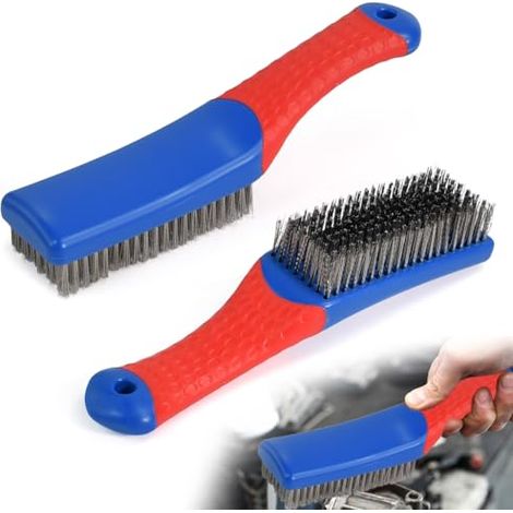 Lot de 2 Brosses Métalliques en Acier Inoxydable Brosses de Nettoyage Manuelles, Brosse en Acier avec Manches 165 mm, Brosse Grattoirs en INOX, Outils de Nettoyage pour Barbecues et Ateliers (1/5)