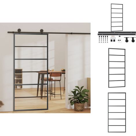 Türen - Living Schiebetür mit Beschlag ESG-Glas & Aluminium 90x205 cm (1/5)