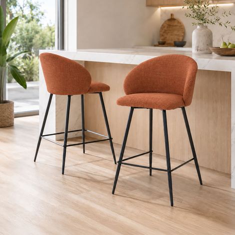 Lot de 2 chaises de bar 45x40x95 cm en tissu terracotta - PEMBO (1/5)