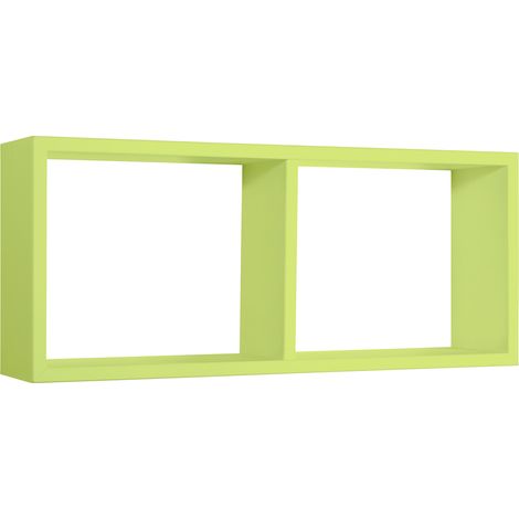 Mensola Rettangolare 2 Scomparti da Parete 70x30x15,5 cm in Fibra di Legno Morgana Verde (1/5)
