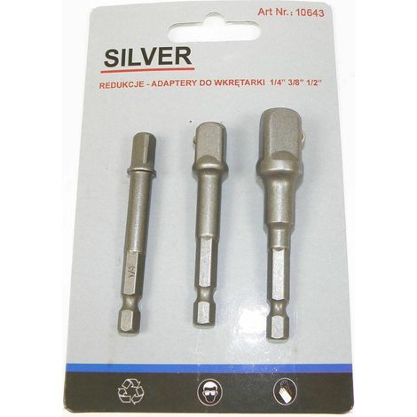 Set di porta-bussole con punta a vite in argento 1/4-3/8-1/2