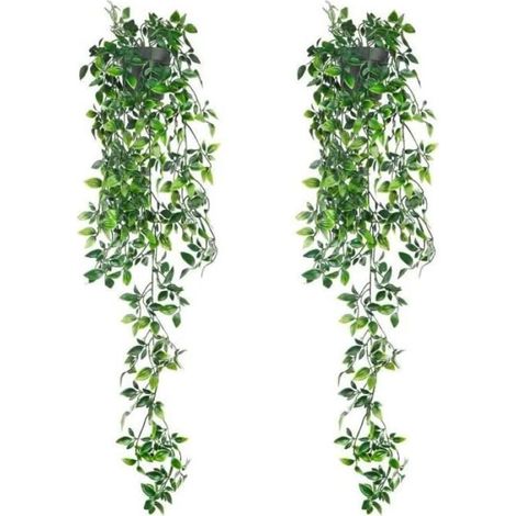 2Pcs 80cm Plante Tombante Artificielle avec Pot Lierre Artificielle Fausse Plante pour Célébration, Cuisine, Jardin, Bureau (1/4)