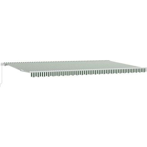 Store banne rétractable, vert et blanc, 600 x 300 cm (1/5)