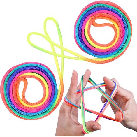 Jeu De Ficelle - 2 Pièces - Nylon - Corde Arc-En-Ciel 160cm - Loisir Créatif - Enfant Et Adulte (1/5)