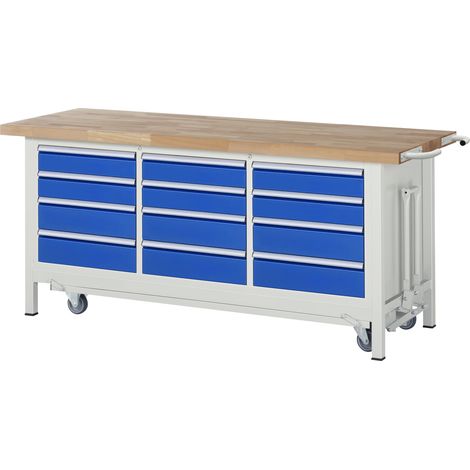 Rau Werkbank mit Fahrgestell 8579, B2000xT700xH880mm, 12x Schublade-TA (1/5)