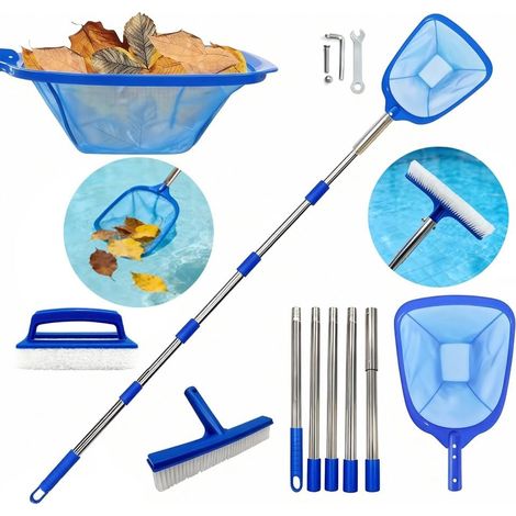 Épuisettes de Surface 218 cm,Épuisettes pour Piscine,Épuisette Piscine,Filet Piscine Skimmer,Filet Épuisette Fond Nettoyer la Piscine,Fontaine,Bassins - (1/5)