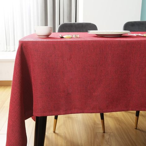 Nappe en lin rouge 120x120 cm carrée lavable pour cuisine et extérieur