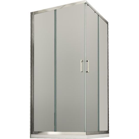 Box doccia due lati cristallo opaco 6 mm apertura angolare profili e maniglia flat mary, misura 90x120 (1/4)