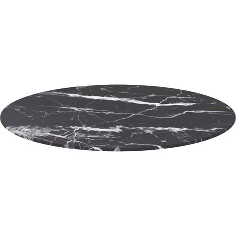 Maison Exclusive - Piano per Tavolo Nero Ø30x0,8 cm Vetro Temperato Design Marmo (1/4)
