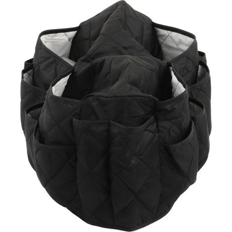 Sac de rangement pour accoudoir de canapé, 14 poches, grande capacité, imperméable, à suspendre, pour télécommande ou téléphone (noir). (1/5)