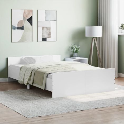 Lit double,Lit adulte,Cadre de lit avec tête de litpied de lit blanc 120x190 cm745447 (1/5)
