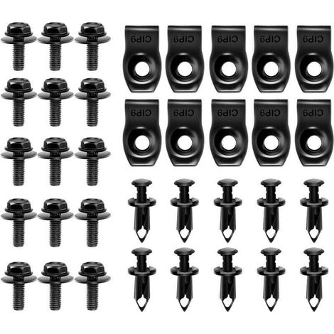 35 rivets noirs pour plaque de protection moteur, pare-chocs et garde-boue