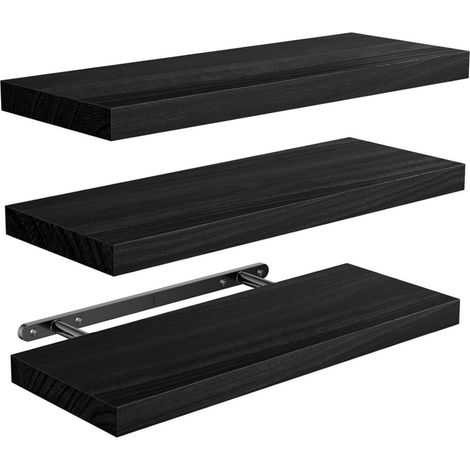 Set di 3 mensole sospese nere per parete, mensole portaoggetti a parete, mensole decorative moderne per camera da letto, bagno, ufficio, soggiorno