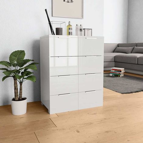 Buffet - Armoire de rangement Enfilade Blanc brillant 60x35x80 cm Bois d'ingénierie BV729230 - BonneVie (1/5)