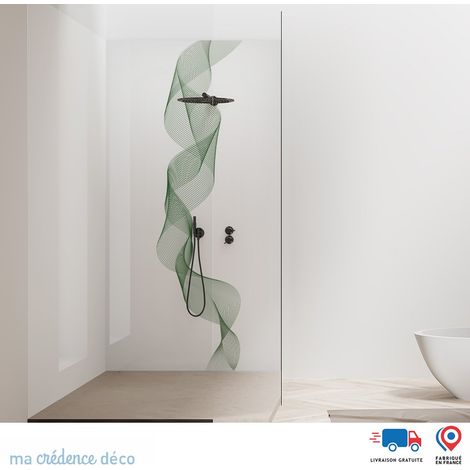 Panneau de douche : Vague dorée 4 - Couleur Vert émeraude - Alu composite - 90 - 245 (1/2)