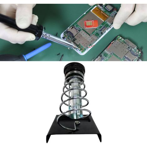 Support pour fer à souder à 2 tubes avec fente pour panne et éponge de nettoyage. (1/5)