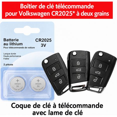 Pile bouton CR2025 pour Volkswagen lot de 2 pièces 3V clé télécommande auto – Livraison gratuite