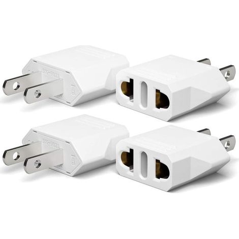 4-teiliges Reiseadapter-Set: USA-Steckeradapter,Frankreich-US-Steckeradapter,US-US-Steckeradapter,weiß (1/5)