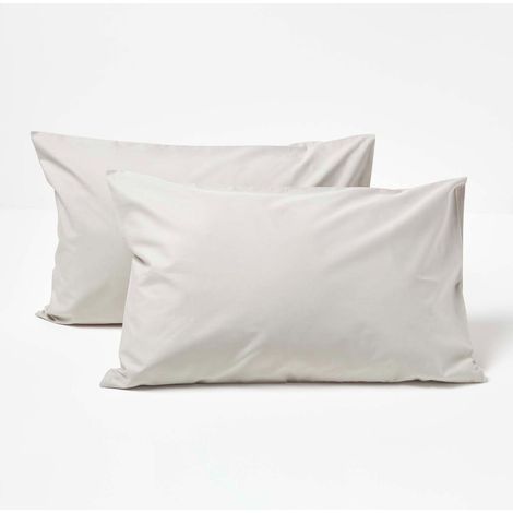 HOMESCAPES Grey Cotton Kids Pillowcases 40 x 60 cm 200 Thread Count, 2 Pack - Grey