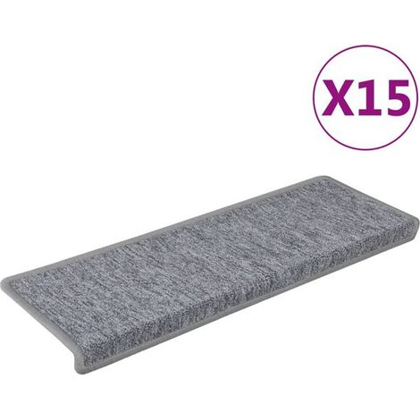 Marches d'escalier, 15 pièces, 65 x 21 x 4 cm, gris clair, bordure rectangulaire. (1/5)