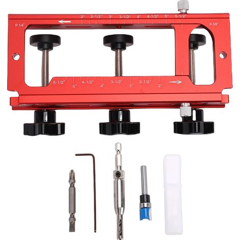 Kit de gabarit de charnière de porte en alliage d'aluminium, pour routeur, mortaise réglable, charnières de 2,5 à 5 pouces (1/5)