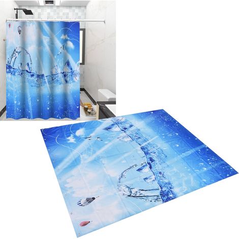 Wasserdichter Duschvorhang, Badezimmervorhang, bedruckte Badewannendekoration mit Haken, 150 x 180 cm (1/5)