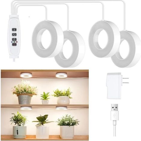 Lampes de croissance pour plantes (une lampe en tire quatre) Lampe de croissance LED pour plantes, étagère à fleurs, mur végétal, plante en pot, spectre complet, lampe de croissance pour plantes fixée (1/4)