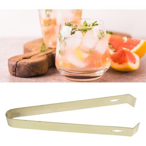 Dicke, vergoldete Cocktailzange aus Edelstahl in Rautenform für Eiswürfel und Zucker. (1/5)