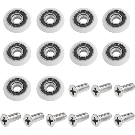 Lot de 10 roulettes de rechange pour porte de douche coulissante en verre de 19 mm (19 mm-10 pièces)