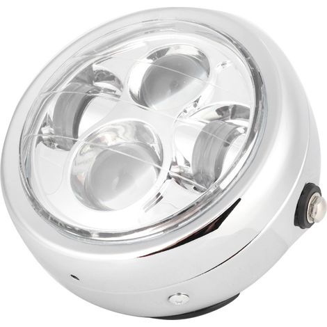 Accessoire de modification universel pour phare de moto rond vintage à LED (électroplacage) (1/5)