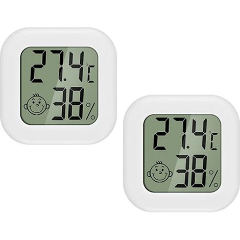 Température et hygromètre intérieurs électroniques 2 pièces, thermomètre domestique, instrument de détection d'affichage sec et humide-blanc 2pc (1/4)