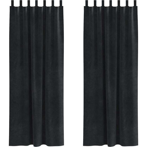 Rideaux occultants 2 pcs Noir 140 x 245 cm Velours