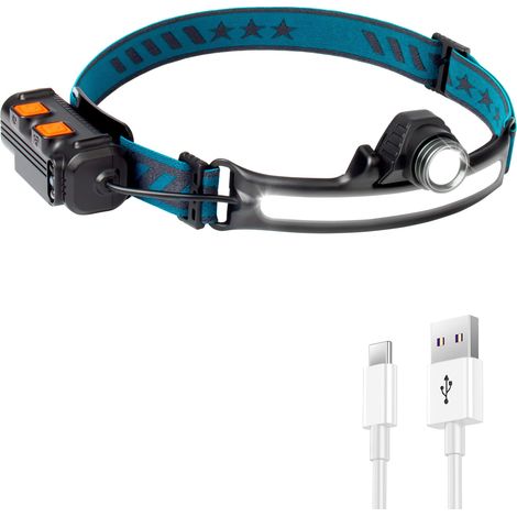 Lampe Frontale LED Rechargeable, 2000mAh 500 Lumens Éclairage à 270° 6 Modes Capteur de Mouvement Puissant Lampe Frontale USB-C IPX4 Étanche COB XPG Lampe Frontale Course à Pied Camping (1/5)