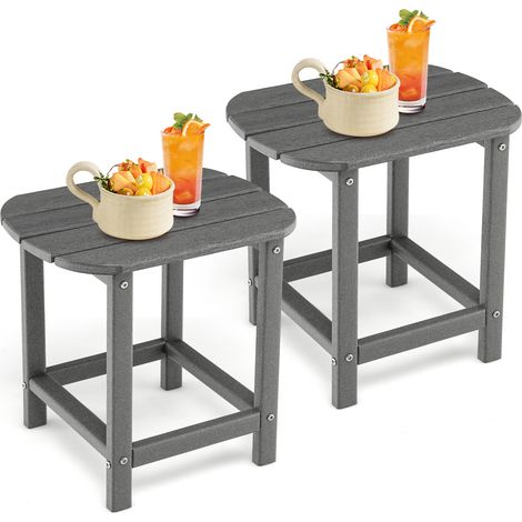 Table d'Appoint d'Extérieur en PEHD Antirouille et Imperméable, pour Terrasse, Piscine, Véranda, 48 x 37 x 46 cm, Gris (1/5)