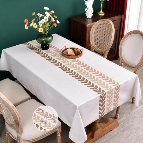 Nappe en toile cirée 137x137 cm, imperméable, lavable, PVC, motif feuilles de café