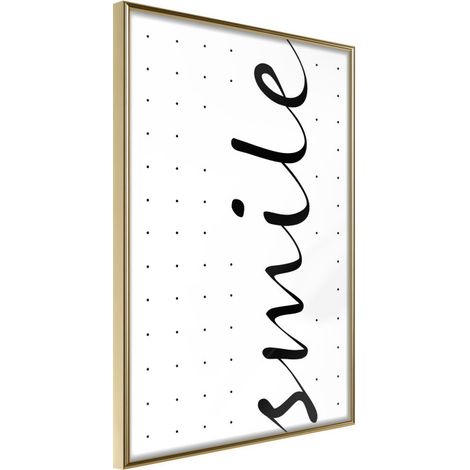 Affiche Murale Encadrée "Smile" 21 x 30 cm Or