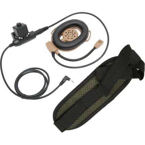 Écouteur intra-auriculaire pour casque de moto avec bouton PTT U94 pour talkies-walkies MOTOROLA T5428 6200C T80 2,5 mm - Marron