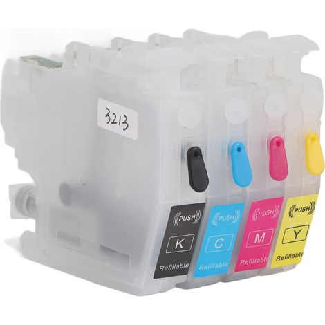 4 Cartouches d'encre Magenta Bleu Jaune Noir Impression Fluide et Claire Cartouche de Remplacement pour Imprimantes LC3213 (1/5)