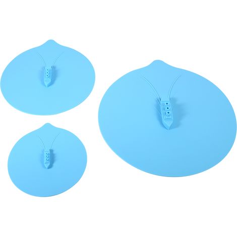 Couvercles en silicone bleus uniques, motif bateau à vapeur, pour casseroles, tasses et mugs - Lot de 3 (1/5)