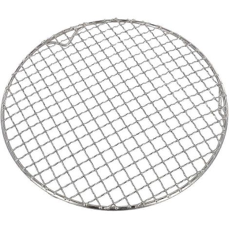 Grille ronde de 27 cm en acier inoxydable avec maille antirouille, compatible avec les barbecues à charbon et électriques. (1/5)